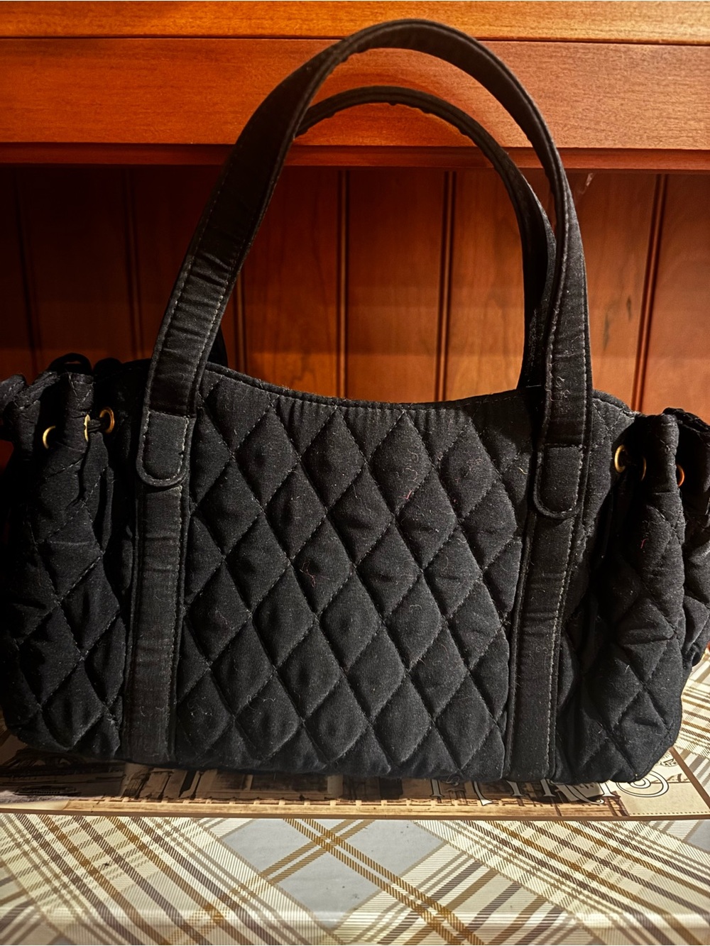 Vera Bradley small adorable Black Quilted Tote Bag -